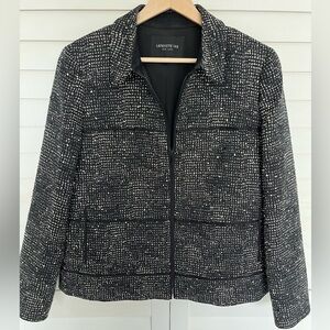 Lafayette 148 Ryker Zip Front Woven Deco Jacket Size 10